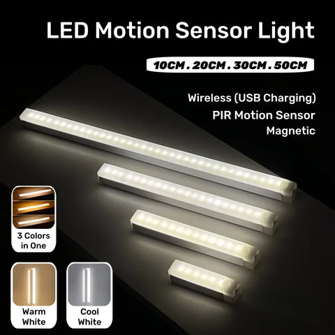 Rechargeable Motion Sensor LED Cabinet Light – Portable Induction Bar Lamp