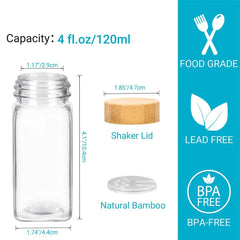12 pcs Glass Spice Jars with Bamboo Lids