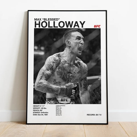 Black & White UFC Poster – Canvas Wall Art for Gym or Home Decor