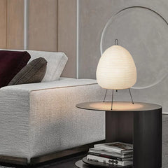Japanese Rice Paper Table Lamp – Tripod Lantern Style LED Desk Light