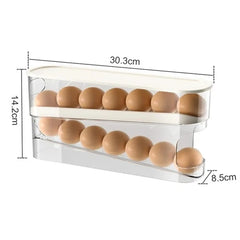 2-Tier Rolling Egg Storage Box – Automatic Dispenser for Refrigerator