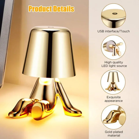 Thinker Golden Man Statue LED Table Lamp