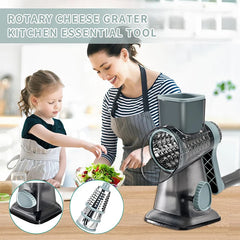 LMETJMA 3-in-1 Rotary Cheese Grater & Vegetable Slicer