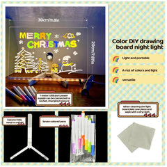 LED Note Board Night Light – Erasable Acrylic Message Board with 7 Color Pens