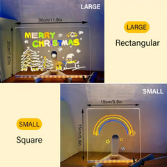 LED Note Board Night Light – Erasable Acrylic Message Board with 7 Color Pens