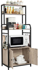 4-Tier Kitchen Bakers Rack with Storage Cabinet & Hutch