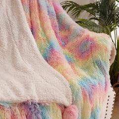 Soft Rainbow Fluffy Plush Blanket