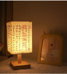 Chinese Style LED Table Lamp – Dimmable Night Light with Fabric Lampshade