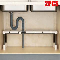 Stainless Steel Expandable Sink Storage Rack – Multi-Layer Cabinet Organizer