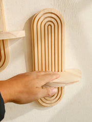 Boho Wooden Wall Shelves – 1 & 2-Tier Geometric Design