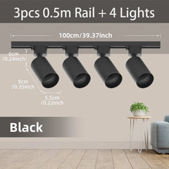 Full Set LED Track Light – GU10 Spotlight Ceiling Rail System