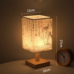 Chinese Style LED Table Lamp – Dimmable Night Light with Fabric Lampshade