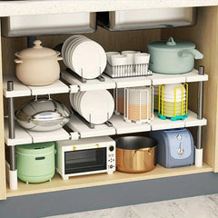 Stainless Steel Expandable Sink Storage Rack – Multi-Layer Cabinet Organizer