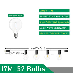 G40 LED Outdoor String Lights – 110V/220V Patio & Garden Festoon Lights