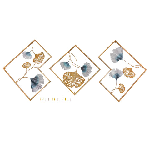 3PCS 3D Metal Ginkgo Wall Art