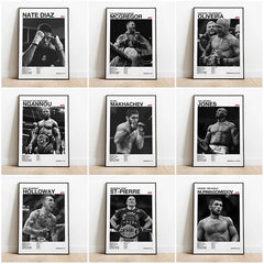 Black & White UFC Poster – Canvas Wall Art for Gym or Home Decor