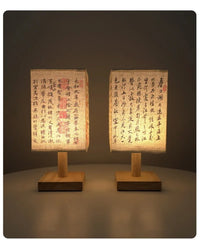 Chinese Style LED Table Lamp – Dimmable Night Light with Fabric Lampshade