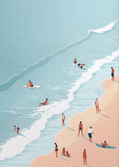Summer Pool Party Wall Art – Nordic Canvas Print for Living Room Decor