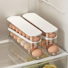 2-Tier Rolling Egg Storage Box – Automatic Dispenser for Refrigerator