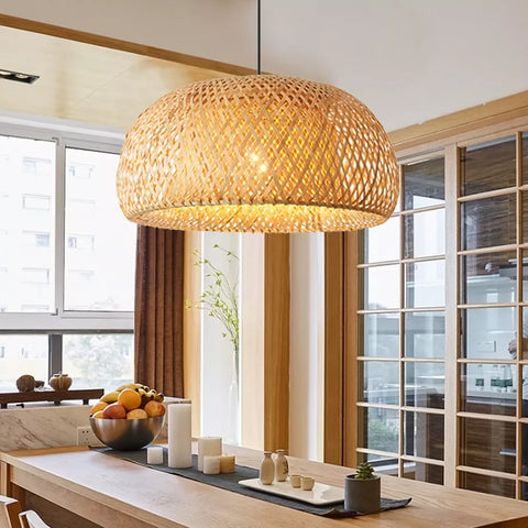 Vintage Bamboo Wicker Rattan Pendant Light