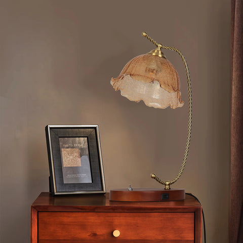 LUVODI Classic Glass Flower-Shape Table Lamp