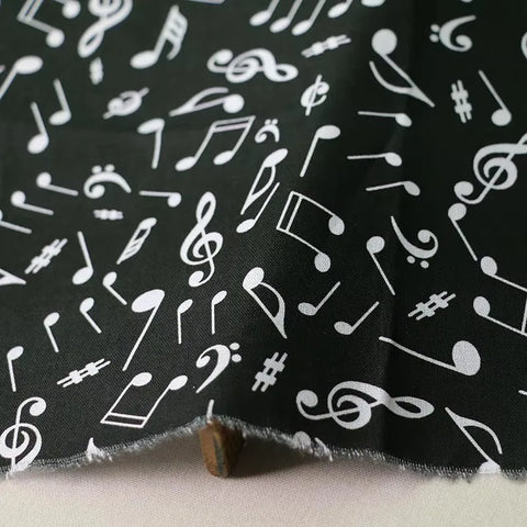 Music Note Print Cotton Fabric