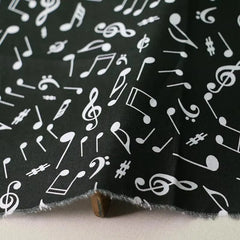 Music Note Print Cotton Fabric