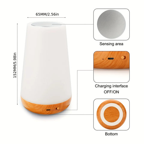 13-Color Changing RGB Night Light – Touch & Remote Control, USB Rechargeable
