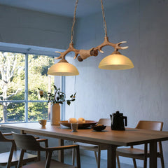 Rustic Deer Antler Chandelier – 2-Light Hunter Ceiling Lamp