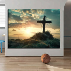 Sunrise Canvas Art Print – Modern Wall Decor with Pine Frame