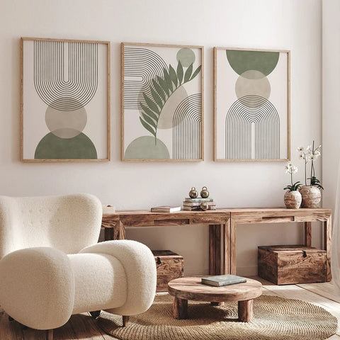 Nordic Sage Green Botanical Canvas Prints