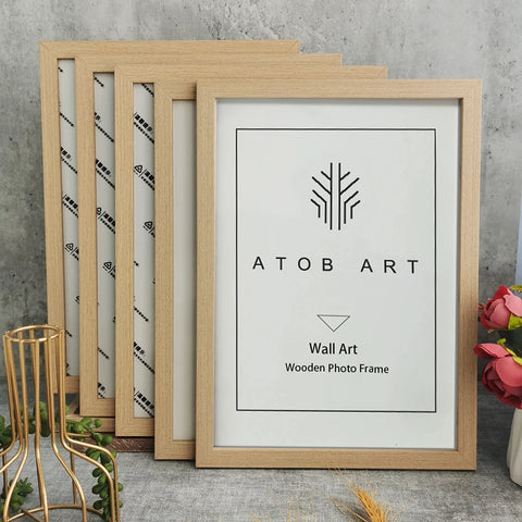 5Pcs Wooden Photo Frame Set – Multi-Size Picture & Certificate Display