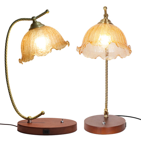 LUVODI Classic Glass Flower-Shape Table Lamp