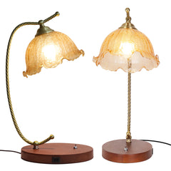 LUVODI Classic Glass Flower-Shape Table Lamp