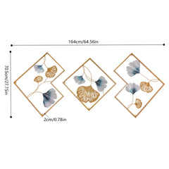 3PCS 3D Metal Ginkgo Wall Art