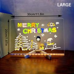 LED Note Board Night Light – Erasable Acrylic Message Board with 7 Color Pens