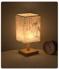 Chinese Style LED Table Lamp – Dimmable Night Light with Fabric Lampshade