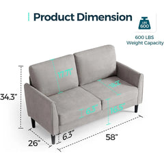 Comfy Small Loveseat – Modern Ergonomic Couch with Thick Cushion