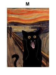 Funny Art Canvas Prints – Matisse, Monet & Van Gogh Inspired with Black Cat & Sunflowers