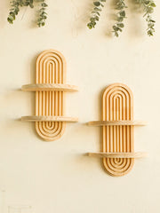 Boho Wooden Wall Shelves – 1 & 2-Tier Geometric Design