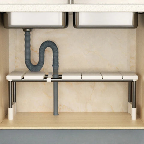 Stainless Steel Expandable Sink Storage Rack – Multi-Layer Cabinet Organizer