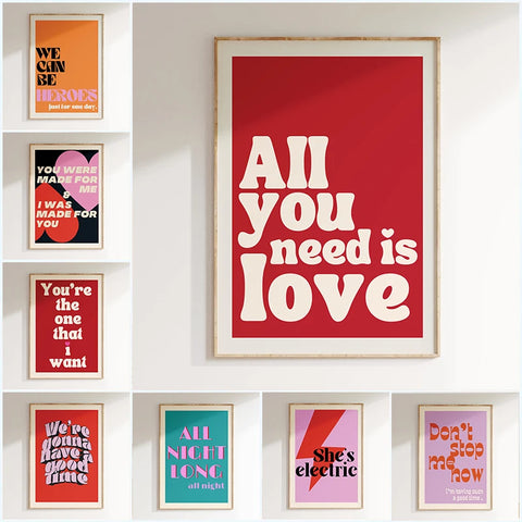 Minimalist Music Lyric Poster – Pink Canvas Wall Art for Modern Home Decor