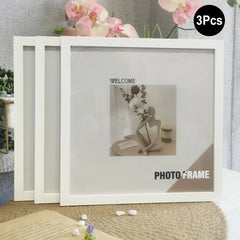 3Pcs Wooden Square Photo Frames for Wall & Desk