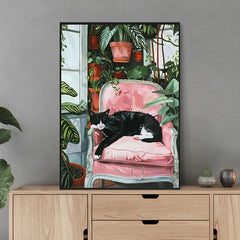 Funny Cat on Toilet Canvas Poster – Bathroom Wall Art Print