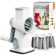 LMETJMA 3-in-1 Rotary Cheese Grater & Vegetable Slicer