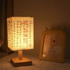 Chinese Style LED Table Lamp – Dimmable Night Light with Fabric Lampshade