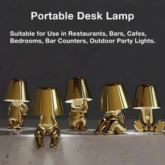 Thinker Golden Man Statue LED Table Lamp