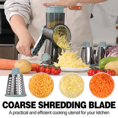 LMETJMA 3-in-1 Rotary Cheese Grater & Vegetable Slicer