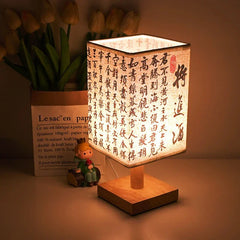 Chinese Style LED Table Lamp – Dimmable Night Light with Fabric Lampshade