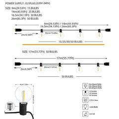 G40 LED Outdoor String Lights – 110V/220V Patio & Garden Festoon Lights